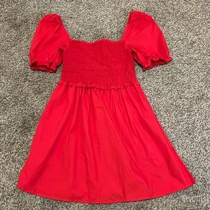 French Connection Rhodes Square Neck Smoked Dress - Size 6 - Red